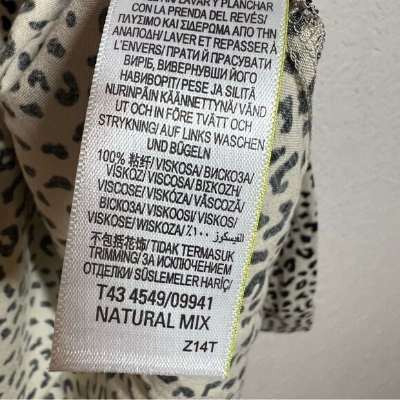 M&S Collection Natural Mix Animal‎ Print Long Sleeve Collared Top Womens Size 12 - Picture 6 of 7
